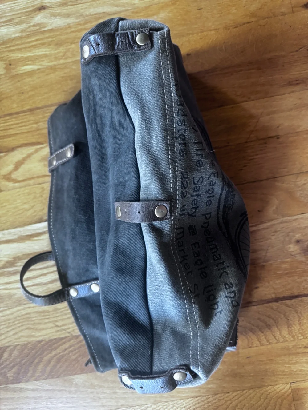 Myra Bag Canvas Tote Bag with Bicycle Print and leather detailing